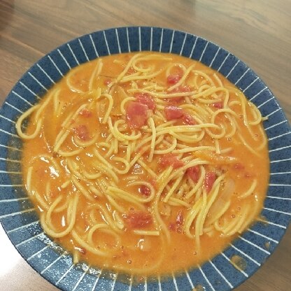 トマト缶と豆乳を増やしたらスープ風になってしまいましたが、とても美味しくいただきました！